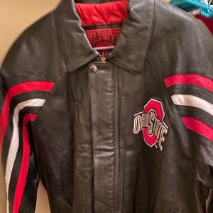 Vintage Ohio State Buckeyes Osu Throwback Black Leather Jacket